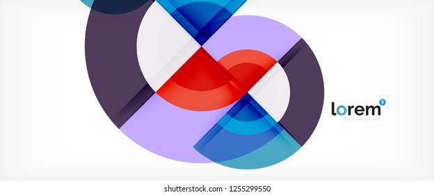 Modern geometric circles abstract background, colorful round shapes with shadow effects, vector illustration