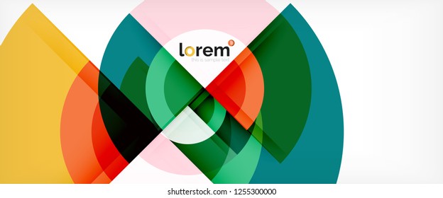 Modern geometric circles abstract background, colorful round shapes with shadow effects, vector illustration