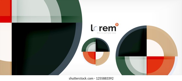 Modern geometric circles abstract background, colorful round shapes with shadow effects, vector illustration