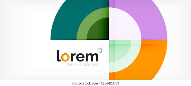 Circulos geométricos modernos fondo abstracto, formas redondeadas coloridas con efectos de sombra, ilustración vectorial