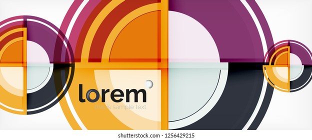 Moderne geometrische Kreise, abstrakter Hintergrund, bunte runde Formen mit Schatteneffekten, Vektorgrafik