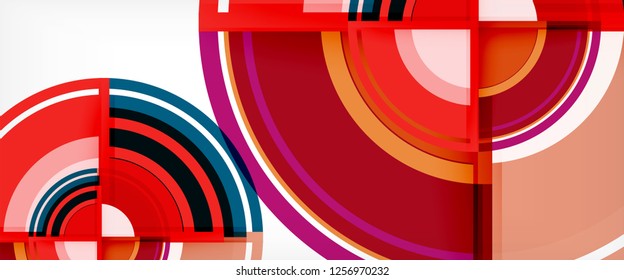 Modern geometric circles abstract background, colorful round shapes with shadow effects, vector illustration