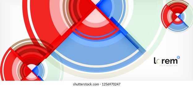Modern geometric circles abstract background, colorful round shapes with shadow effects, vector illustration
