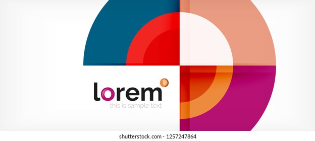 Modern geometric circles abstract background, colorful round shapes with shadow effects, vector illustration