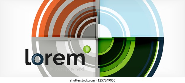 Modern geometric circles abstract background, colorful round shapes with shadow effects, vector illustration