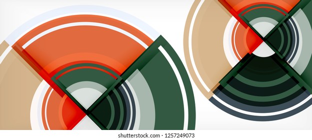 Circulos geométricos modernos fondo abstracto, formas redondeadas coloridas con efectos de sombra, ilustración vectorial
