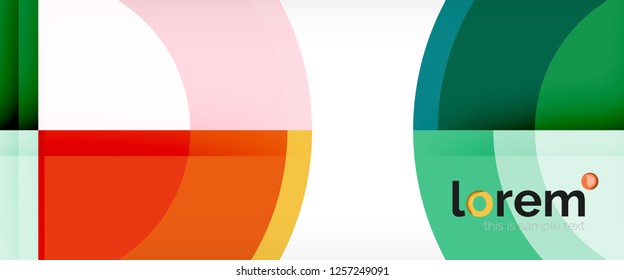 Circulos geométricos modernos fondo abstracto, formas redondeadas coloridas con efectos de sombra, ilustración vectorial