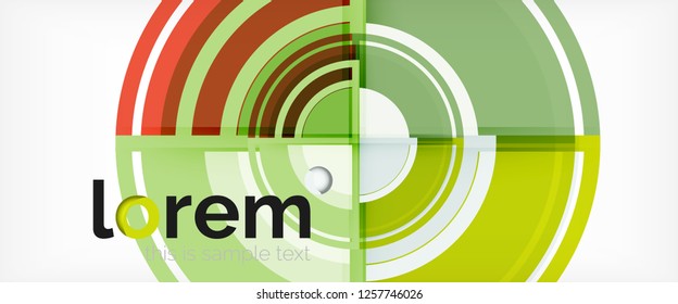 Modern geometric circles abstract background, colorful round shapes with shadow effects, vector illustration