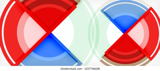 Modern geometric circles abstract background, colorful round shapes with shadow effects, vector illustration