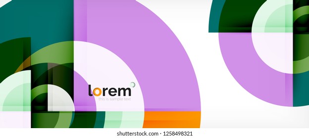 Modern geometric circles abstract background, colorful round shapes with shadow effects, vector illustration