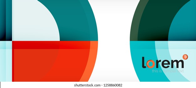 Modern geometric circles abstract background, colorful round shapes with shadow effects, vector illustration