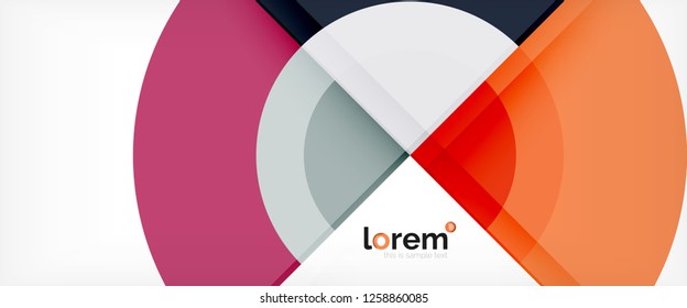 Modern geometric circles abstract background, colorful round shapes with shadow effects, vector illustration