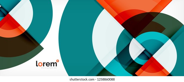 Moderne geometrische Kreise, abstrakter Hintergrund, bunte runde Formen mit Schatteneffekten, Vektorgrafik