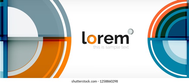 Modern geometric circles abstract background, colorful round shapes with shadow effects, vector illustration