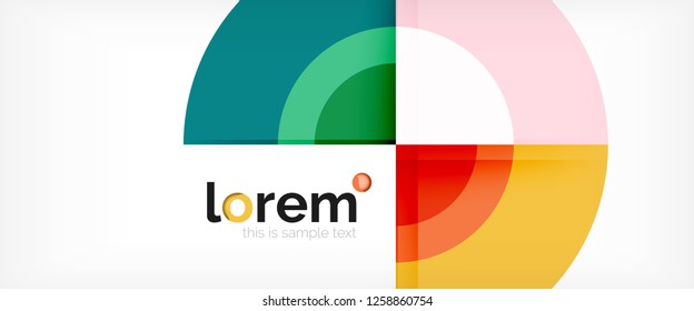 Modern geometric circles abstract background, colorful round shapes with shadow effects, vector illustration