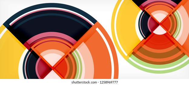 Moderne geometrische Kreise, abstrakter Hintergrund, bunte runde Formen mit Schatteneffekten, Vektorgrafik