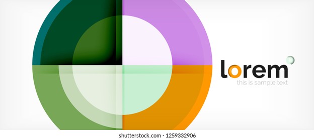 Modern geometric circles abstract background, colorful round shapes with shadow effects, vector illustration