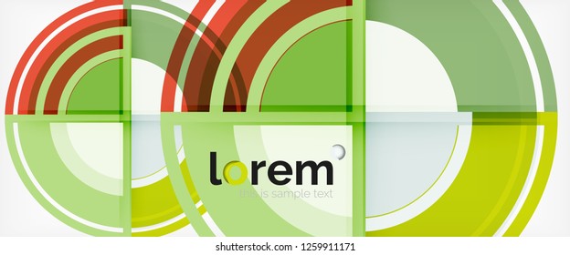 Moderne geometrische Kreise, abstrakter Hintergrund, bunte runde Formen mit Schatteneffekten, Vektorgrafik