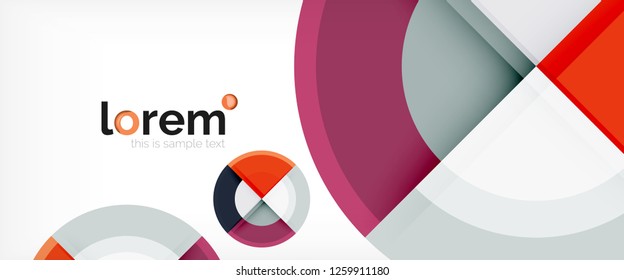 Modern geometric circles abstract background, colorful round shapes with shadow effects, vector illustration