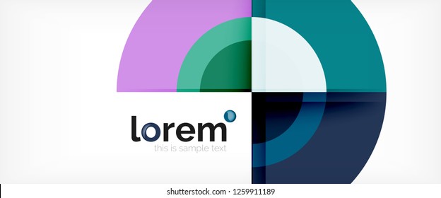Modern geometric circles abstract background, colorful round shapes with shadow effects, vector illustration