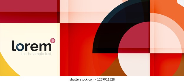 Modern geometric circles abstract background, colorful round shapes with shadow effects, vector illustration