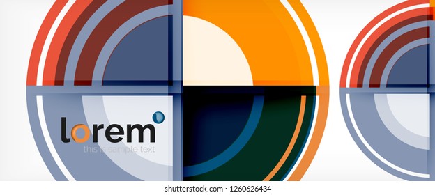 Modern geometric circles abstract background, colorful round shapes with shadow effects, vector illustration