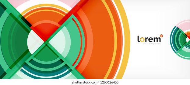 Modern geometric circles abstract background, colorful round shapes with shadow effects, vector illustration