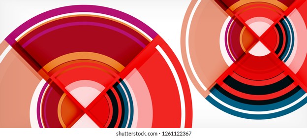 Modern geometric circles abstract background, colorful round shapes with shadow effects, vector illustration