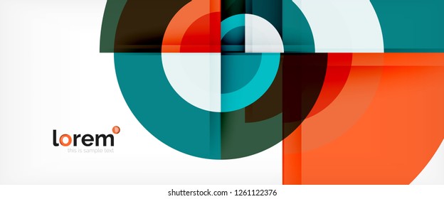 Modern geometric circles abstract background, colorful round shapes with shadow effects, vector illustration