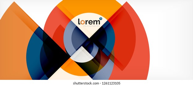 Modern geometric circles abstract background, colorful round shapes with shadow effects, vector illustration