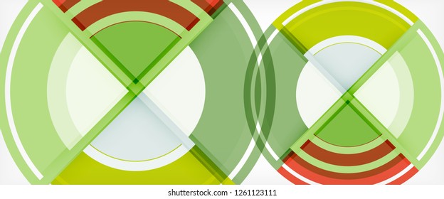 Modern geometric circles abstract background, colorful round shapes with shadow effects, vector illustration