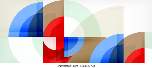 Modern geometric circles abstract background, colorful round shapes with shadow effects, vector illustration