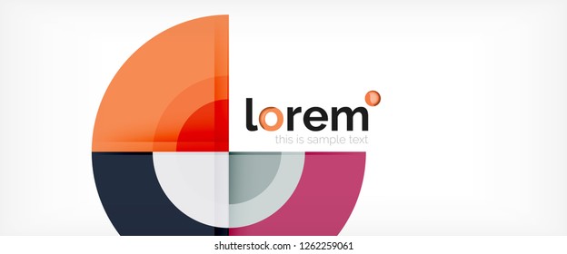 Modern geometric circles abstract background, colorful round shapes with shadow effects, vector illustration