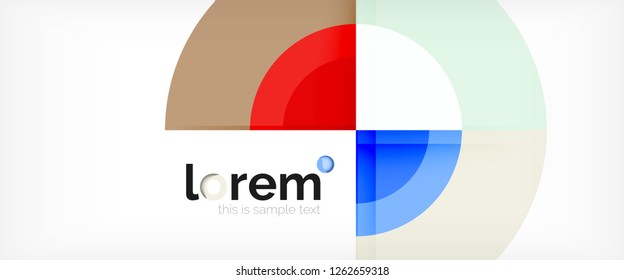 Círculos geométricos modernos fundo abstrato, formas redondas coloridas com efeitos de sombra, ilustração vetorial