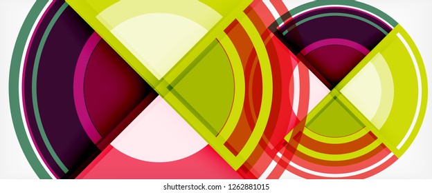 Modern geometric circles abstract background, colorful round shapes with shadow effects, vector illustration