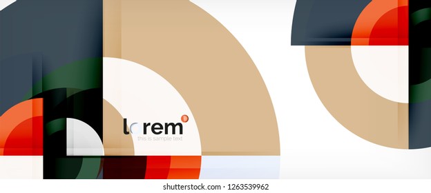 Modern geometric circles abstract background, colorful round shapes with shadow effects, vector illustration