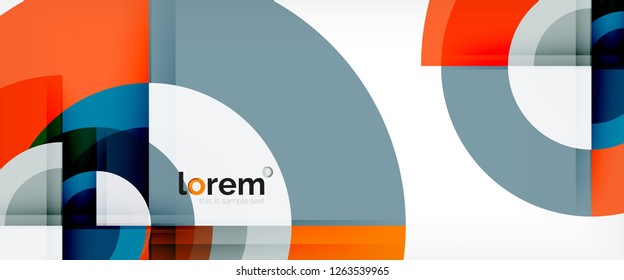 Modern geometric circles abstract background, colorful round shapes with shadow effects, vector illustration