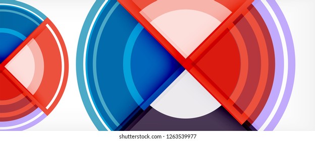 Modern geometric circles abstract background, colorful round shapes with shadow effects, vector illustration