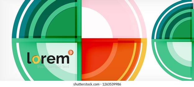 Modern geometric circles abstract background, colorful round shapes with shadow effects, vector illustration