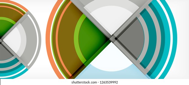 Modern geometric circles abstract background, colorful round shapes with shadow effects, vector illustration