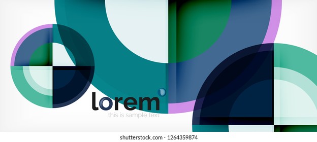 Modern geometric circles abstract background, colorful round shapes with shadow effects, vector illustration