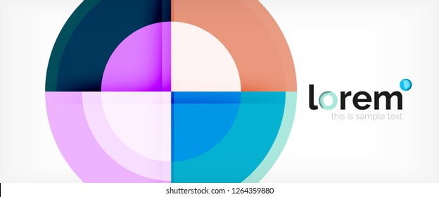Circulos geométricos modernos fondo abstracto, formas redondeadas coloridas con efectos de sombra, ilustración vectorial