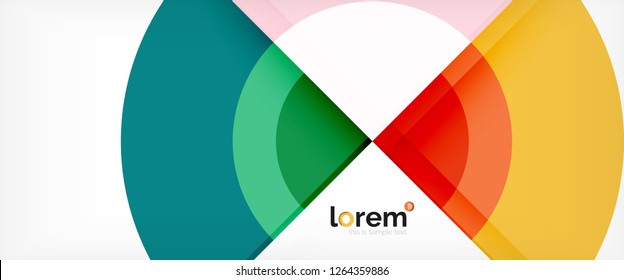 Modern geometric circles abstract background, colorful round shapes with shadow effects, vector illustration