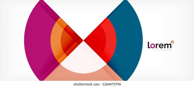 Circulos geométricos modernos fondo abstracto, formas redondeadas coloridas con efectos de sombra, ilustración vectorial
