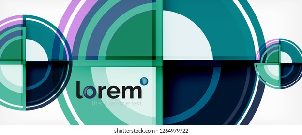 Moderne geometrische Kreise, abstrakter Hintergrund, bunte runde Formen mit Schatteneffekten, Vektorgrafik