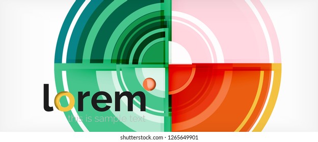 Modern geometric circles abstract background, colorful round shapes with shadow effects, vector illustration