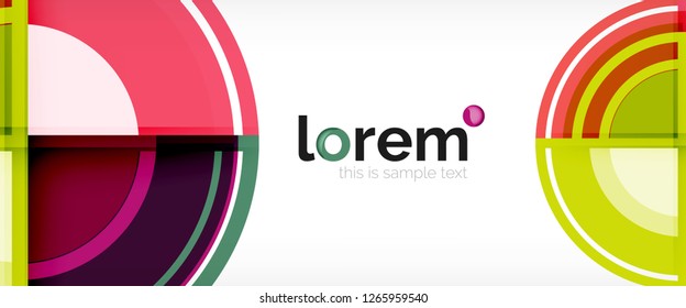 Modern geometric circles abstract background, colorful round shapes with shadow effects, vector illustration