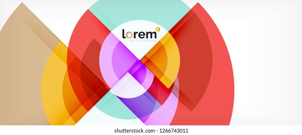 Circulos geométricos modernos fondo abstracto, formas redondeadas coloridas con efectos de sombra, ilustración vectorial