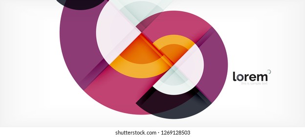 Circulos geométricos modernos fondo abstracto, formas redondeadas coloridas con efectos de sombra, ilustración vectorial