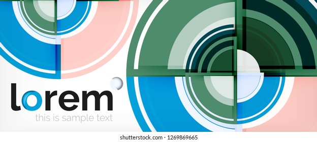 Modern geometric circles abstract background, colorful round shapes with shadow effects, vector illustration